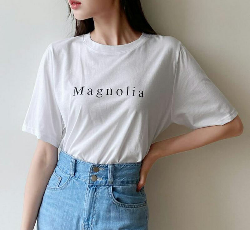 MagnoliaハーフスリーブTシャツ・全4色・t56492 レディース【tops】【韓国 ファッション トップス Tシャツ ロ