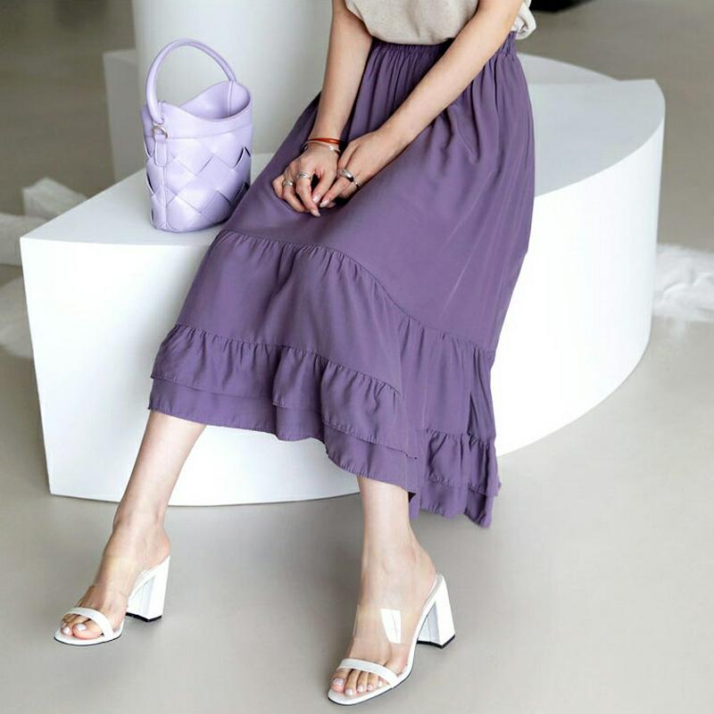 イージーティアードスカート・全2色・t63117 レディース【sk】【韓国 ファッション ボトムス スカート ロング丈 ロングス