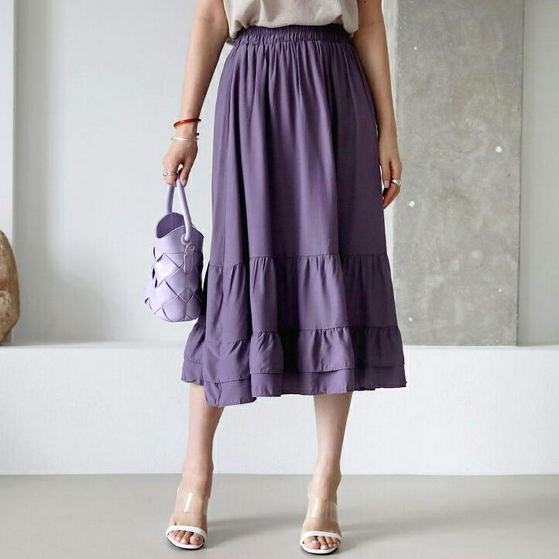 イージーティアードスカート・全2色・t63117 レディース【sk】【韓国 ファッション ボトムス スカート ロング丈 ロングス