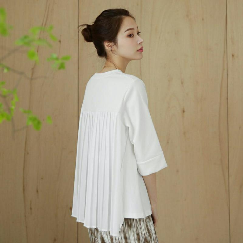 バックプリーツTシャツ・全3色・t63100 レディース【tops】【韓国 ファッション トップス Tシャツ バックプリーツ バ