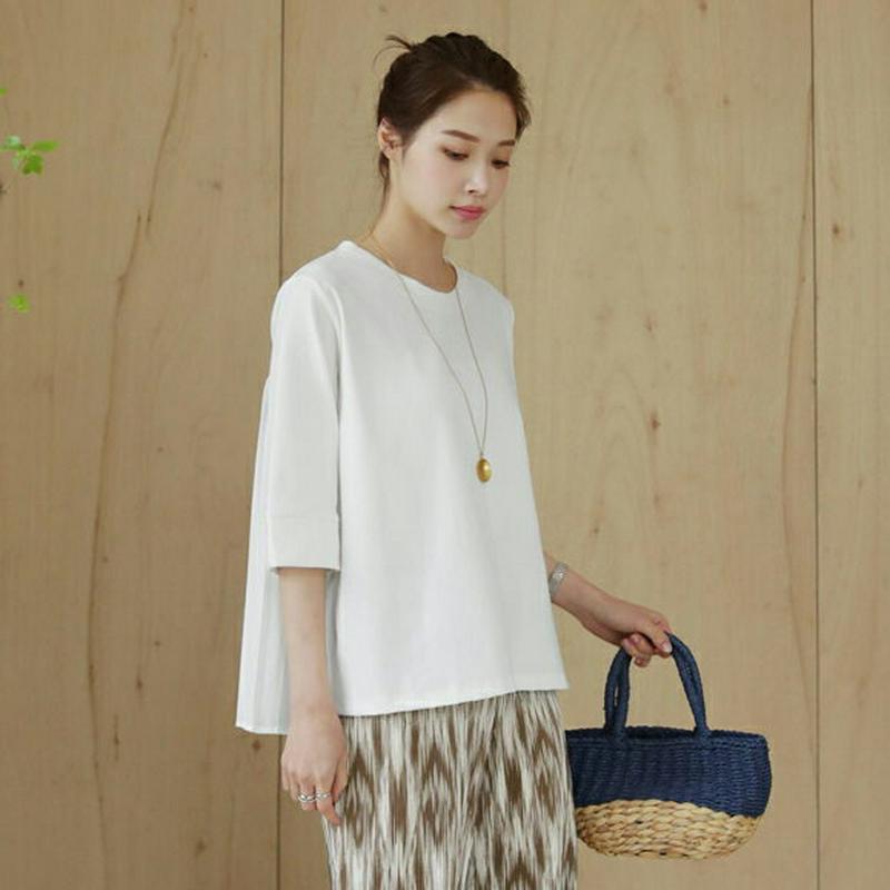 バックプリーツTシャツ・全3色・t63100 レディース【tops】【韓国 ファッション トップス Tシャツ バックプリーツ バ