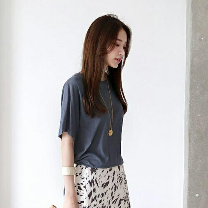 バックスリットTシャツ・全4色・b63101 レディース【tops】【韓国 ファッション トップス Tシャツ 半袖 ハーフスリー