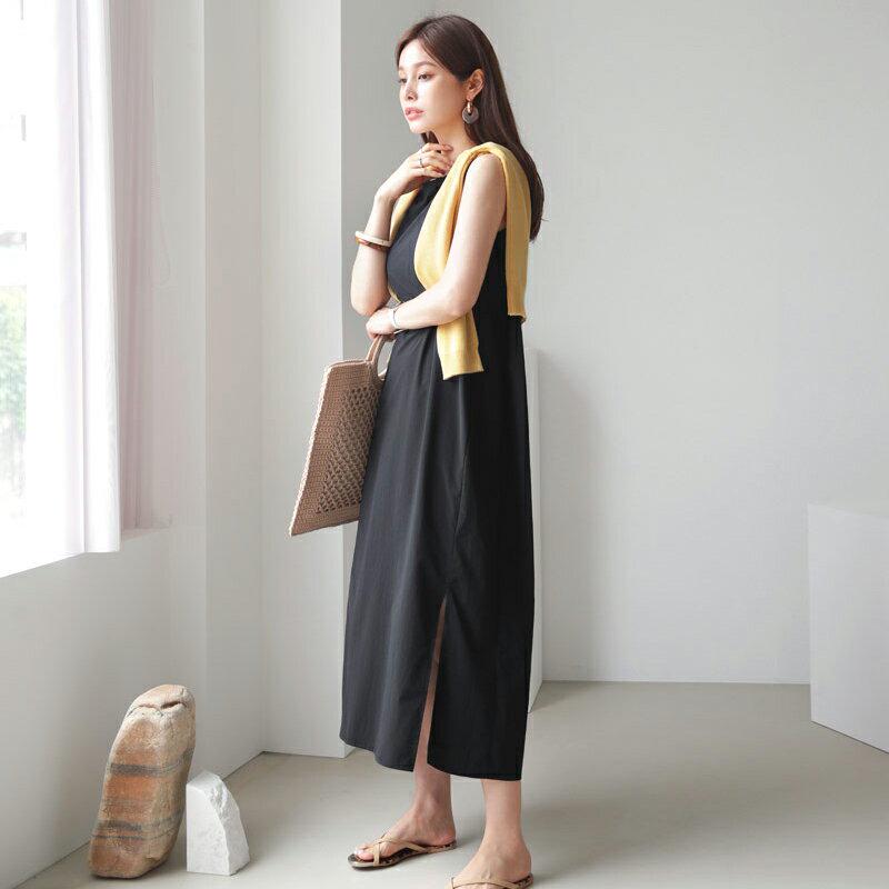 ラウンドスリーブレスワンピース・全3色・b63110 レディース【ops】【韓国 ファッション ワンピース ロング ロングワンピ