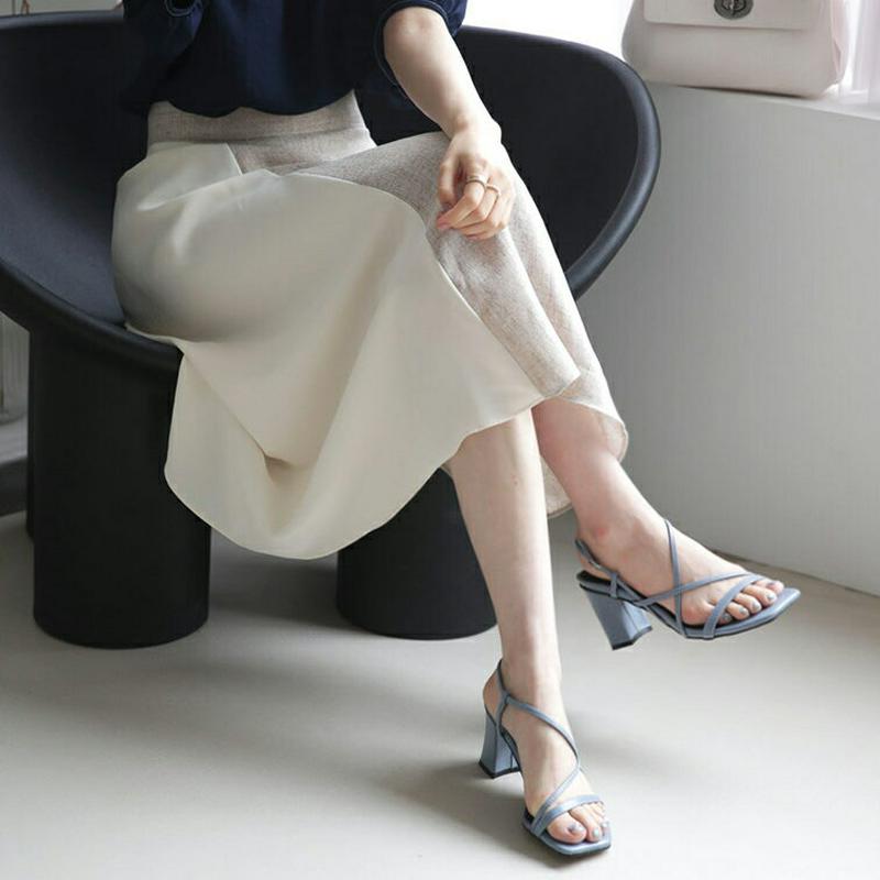 コントラストAラインスカート・全2色・t63118 レディース【sk】【韓国 ファッション スカート ミディ丈 ミディスカート 