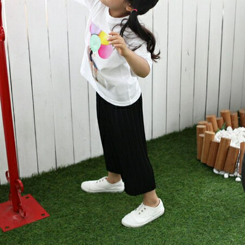 プリーツワイドパンツ・p004107・キッズ 【3~8才】【pt】【韓国 ファッション ボトムス パンツ ズボン ロング ワイド ストレート 無地 ウエストゴム さらさら 揺れる 無地 女の子 男の子 部屋着 ワンマイルウェア 通学 通園 子供 子供服 夏】【KIDS】