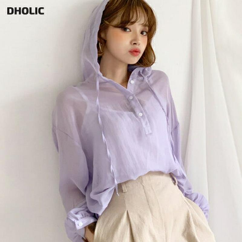 【新作10%OFF】シアーフードシャツ・全3色・t60402 レディース【tops】【韓国 ファッション トップス シャツ フー