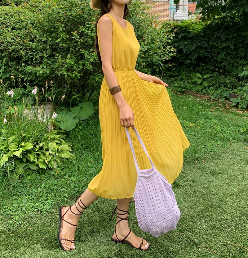 【新作10%OFF】スリーブレスプリーツワンピース・全3色・b60379 レディース【ops】【韓国 ファッション ワンピース 