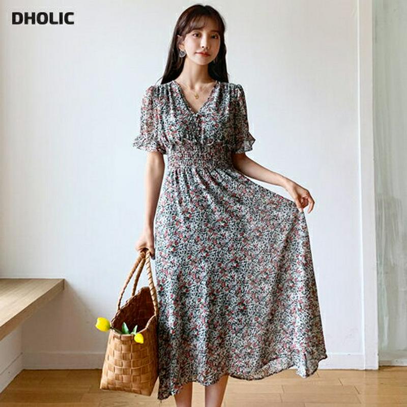 【新作10%OFF】Vネックフローラルワンピース・全1色・e60377 レディース【ops】【韓国 ファッション ワンピース ロ