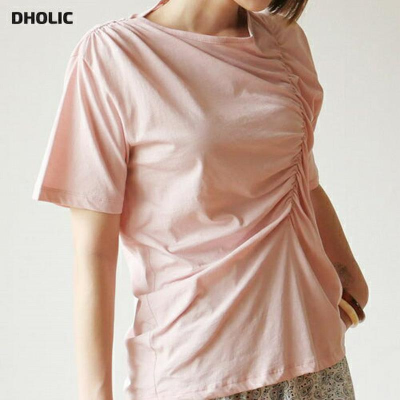 【新作10%OFF】ギャザーTシャツ・全3色・t60363 レディース【tops】【韓国 ファッション トップス Tシャツ ラウ