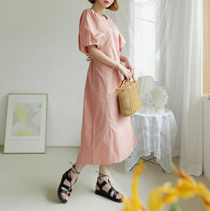 【新作10%OFF】リボンパフワンピース・全3色・b60404 レディース【ops】【韓国 ファッション ワンピース ロング丈 