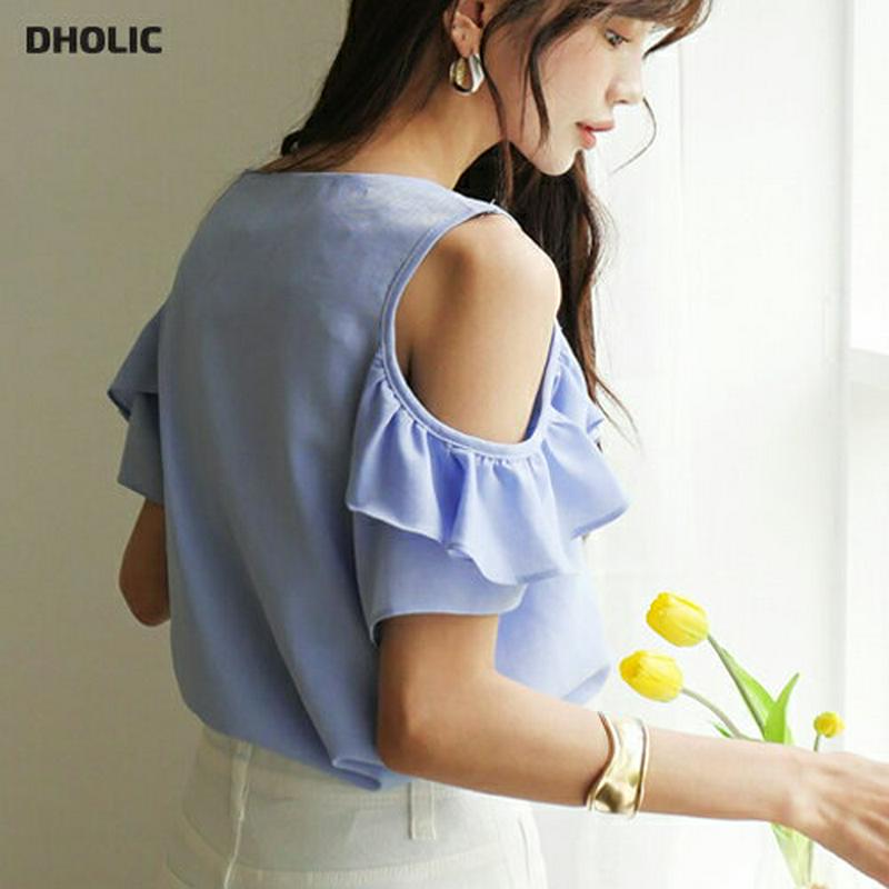 【新作10%OFF】オープンショルダーフリルブラウス・全3色・b60370 レディース【tops】【韓国 ファッション トップス