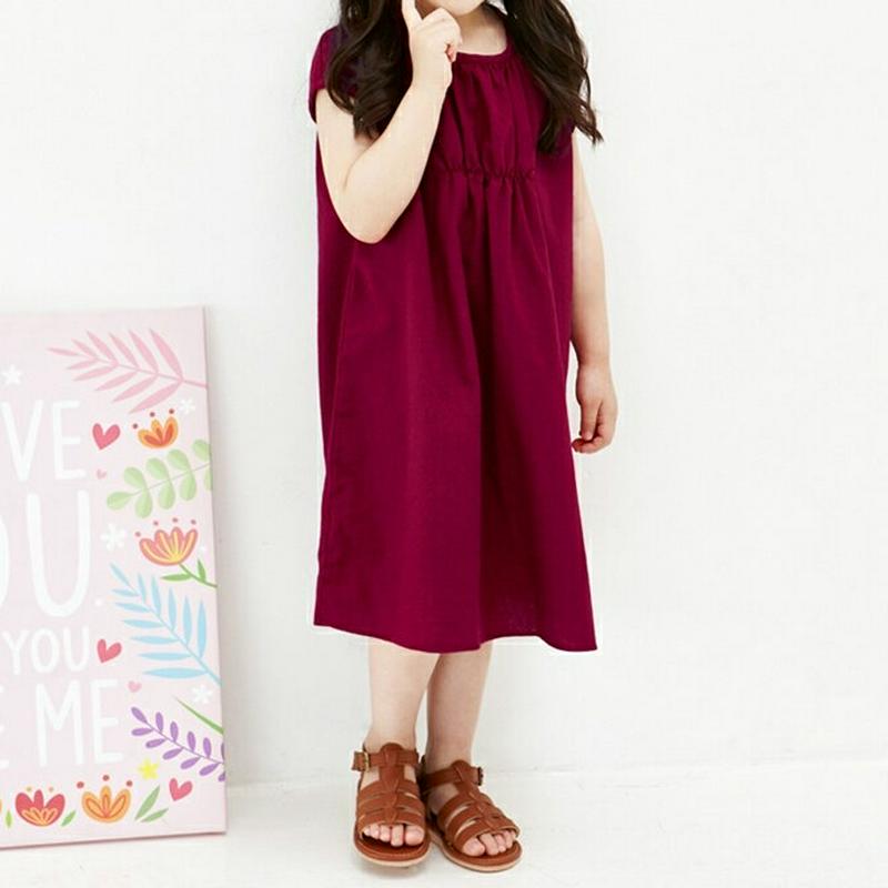 ギャザーラインスリーブレスワンピース・p004121・キッズ 【3~8才】【ops】【韓国 ファッション ワンピース ミディ ミドル 膝丈 膝上 ロング ノースリーブ スリーブレス 無地 女の子 お出かけ 通学 通園 子供 子供服 小学生 夏】【KIDS】