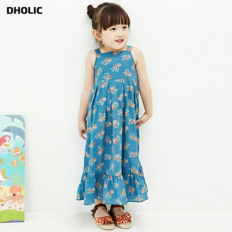 花柄スリーブレスロングワンピース・p004122・キッズ 【3~8才】【ops】【韓国 ファッション ワンピース ロング マキシ フレア Aライン キャミソール ノースリーブ スリーブレス 花柄 フラワー 女の子 お出かけ 子供 子供服 小学生 夏】【KIDS】