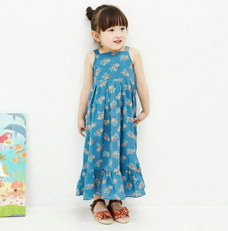 花柄スリーブレスロングワンピース・p004122・キッズ 【3~8才】【ops】【韓国 ファッション ワンピース ロング マキシ フレア Aライン キャミソール ノースリーブ スリーブレス 花柄 フラワー 女の子 お出かけ 子供 子供服 小学生 夏】【KIDS】