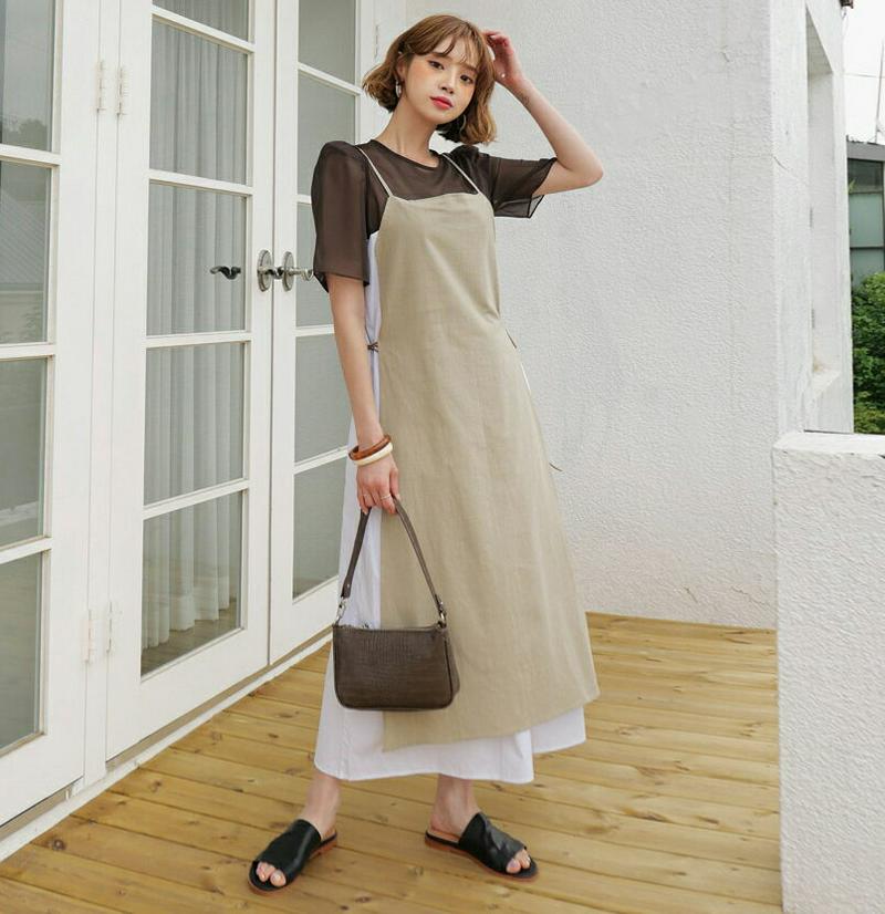 【新作10%OFF】コントラストリボンワンピース・全2色・t60403 レディース【ops】【韓国 ファッション ワンピース ロ