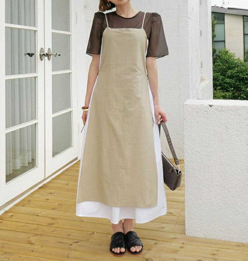 【新作10%OFF】コントラストリボンワンピース・全2色・t60403 レディース【ops】【韓国 ファッション ワンピース ロ