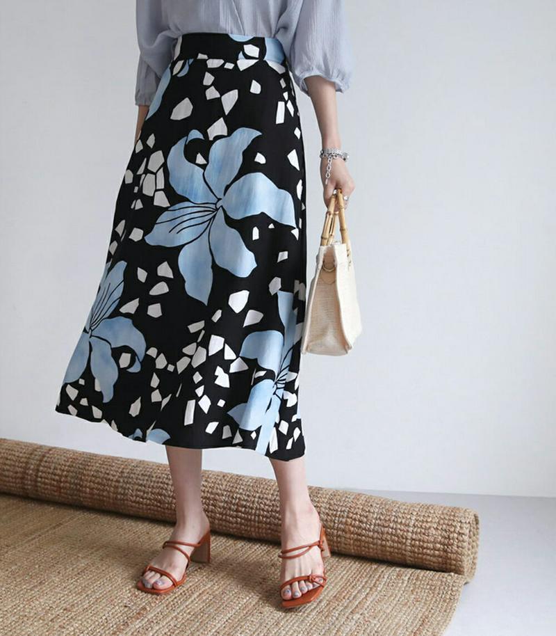 【新作10%OFF】フローラルプリントスカート・全2色・b63092 レディース【sk】【韓国 ファッション スカート ロング 