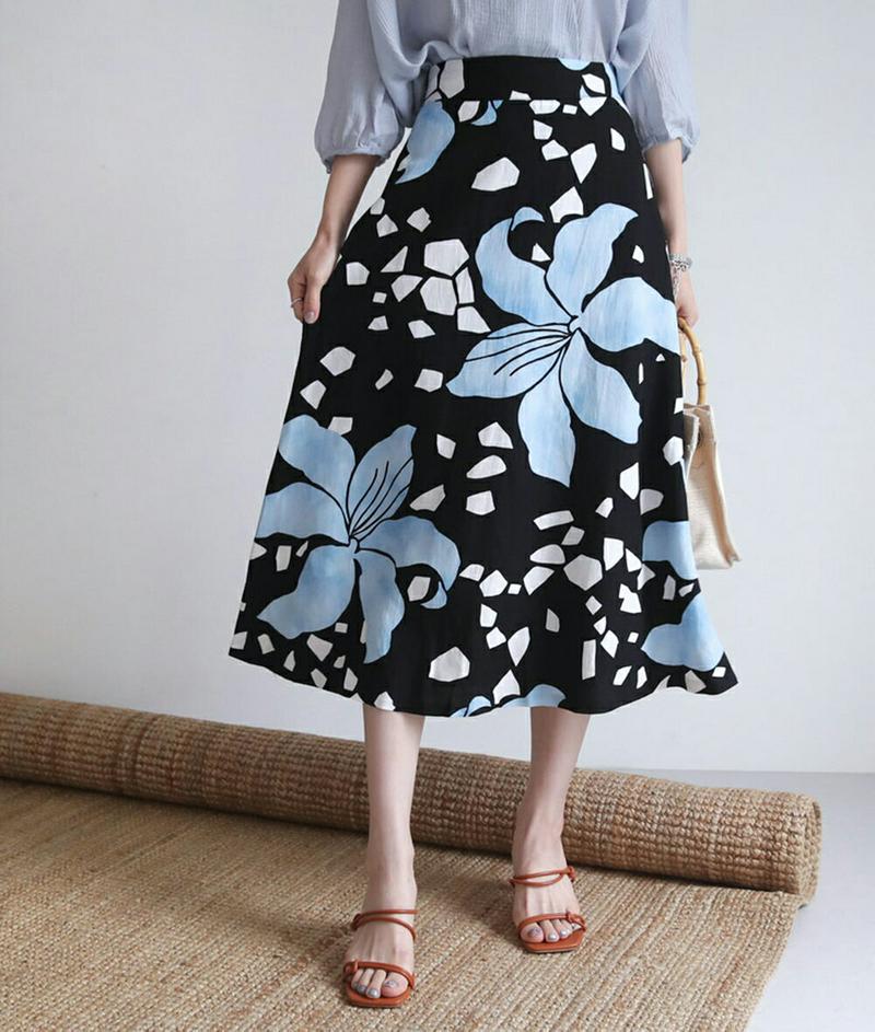 【新作10%OFF】フローラルプリントスカート・全2色・b63092 レディース【sk】【韓国 ファッション スカート ロング 