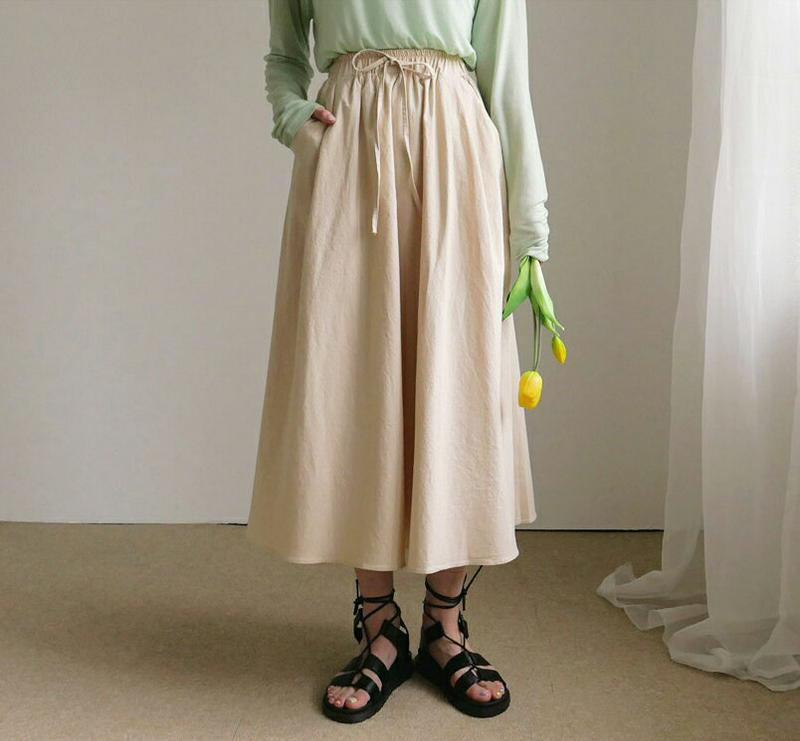 【新作10%OFF】イージーポケットスカート・全3色・t60388 レディース【sk】【韓国 ファッション スカート ロング ロ