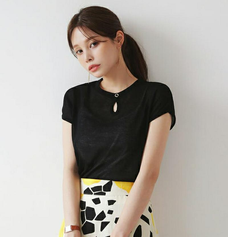 【新作10%OFF】2TYPEネックポイントニット・全3色・b63072 レディース【tops】【韓国 ファッション トップス 