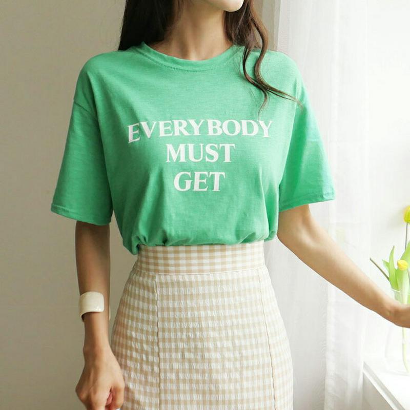 【新作10%OFF】レタリングTシャツ・全4色・b60362 レディース【tops】【韓国 ファッション トップス Tシャツ ロ