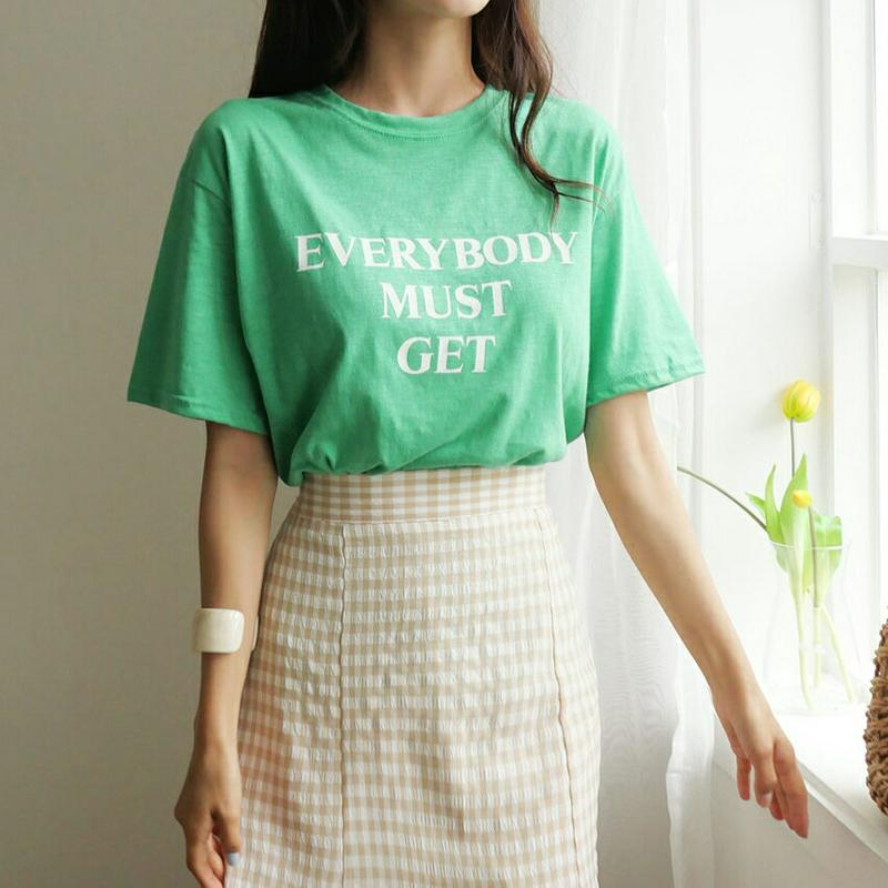 【新作10%OFF】レタリングTシャツ・全4色・b60362 レディース【tops】【韓国 ファッション トップス Tシャツ ロ