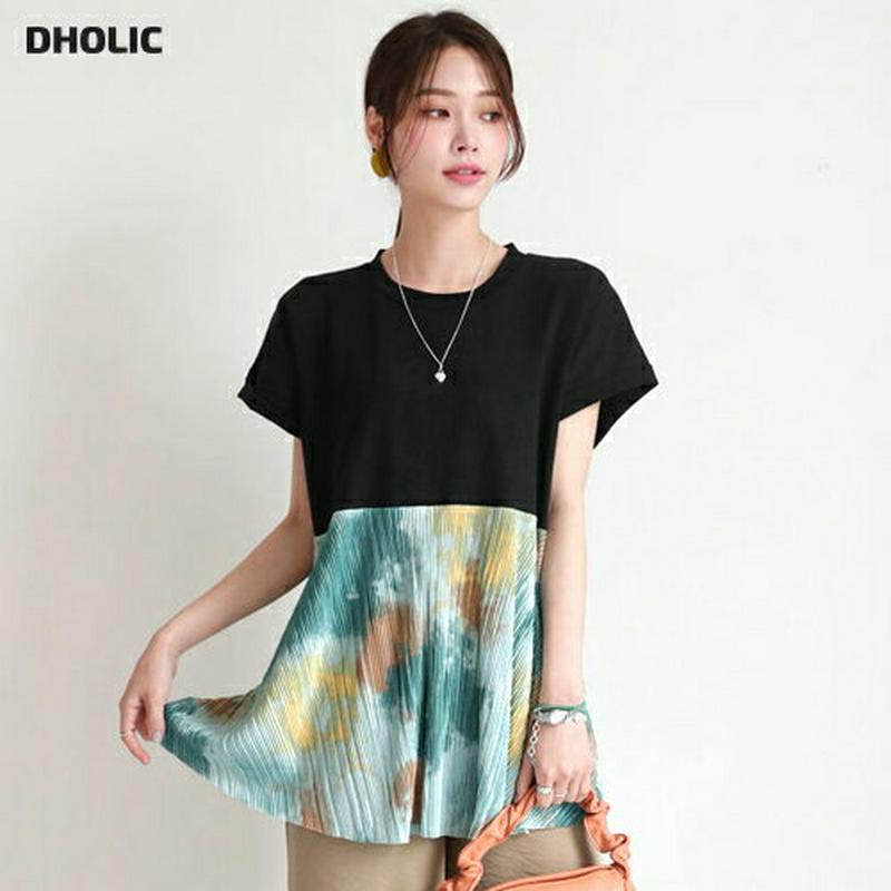 【新作10%OFF】タイダイプリーツTシャツ・全3色・b63074 レディース【tops】【韓国 ファッション トップス Tシャ