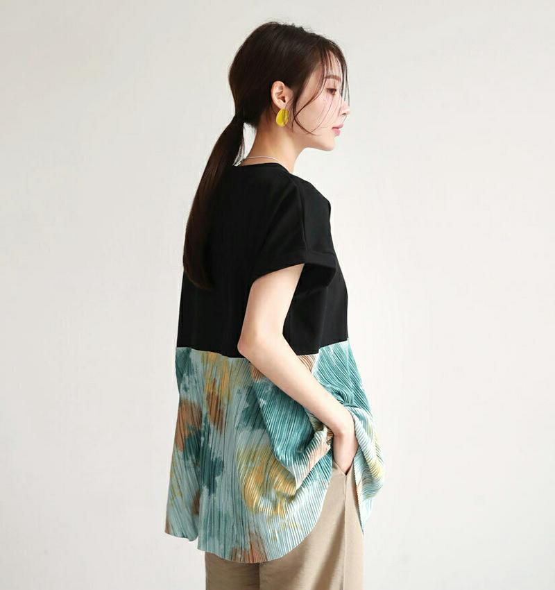 【新作10%OFF】タイダイプリーツTシャツ・全3色・b63074 レディース【tops】【韓国 ファッション トップス Tシャ