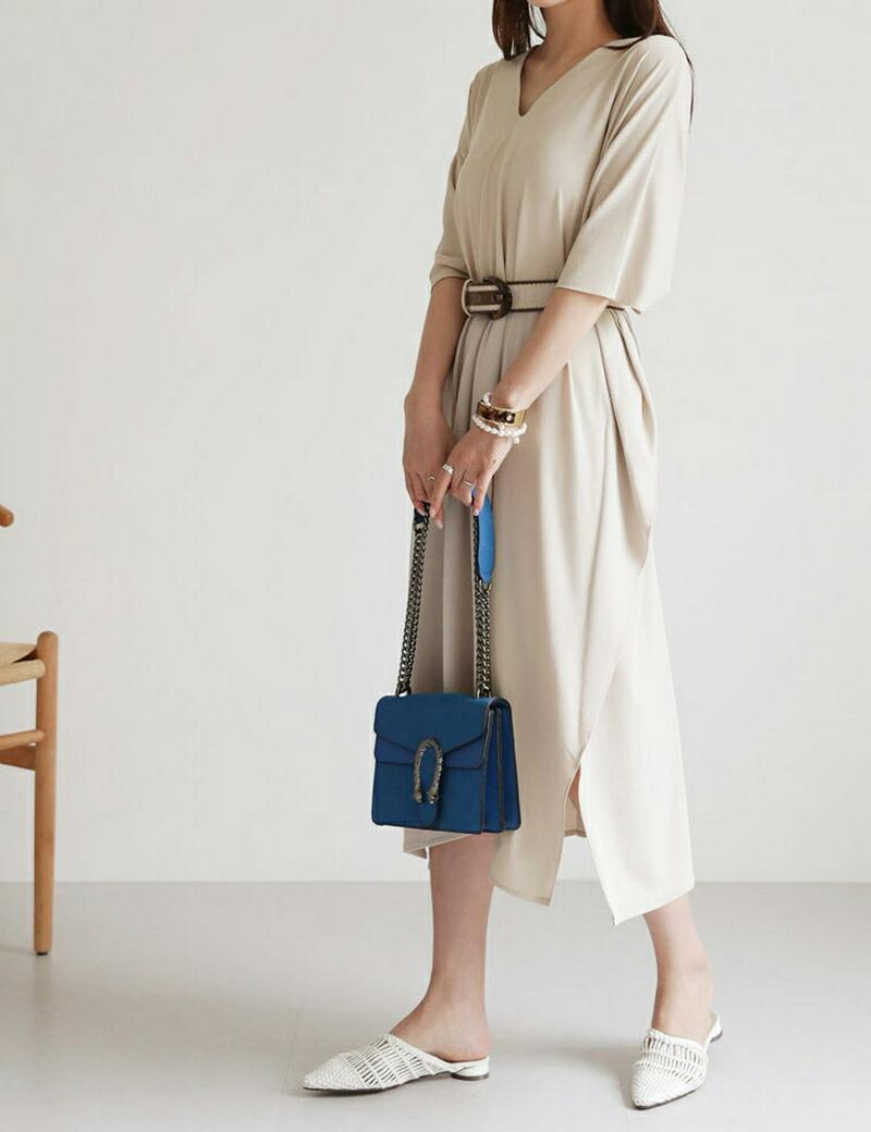 【新作10%OFF】ドルマンスリーブワンピース・全3色・b63082 レディース【ops】【韓国 ファッション ワンピース ミデ