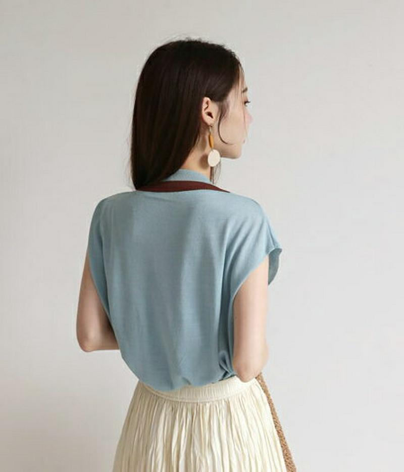 【新作10%OFF】配色Vネックニット・全3色・b63065 レディース【tops】【韓国 ファッション トップス ニット ニッ