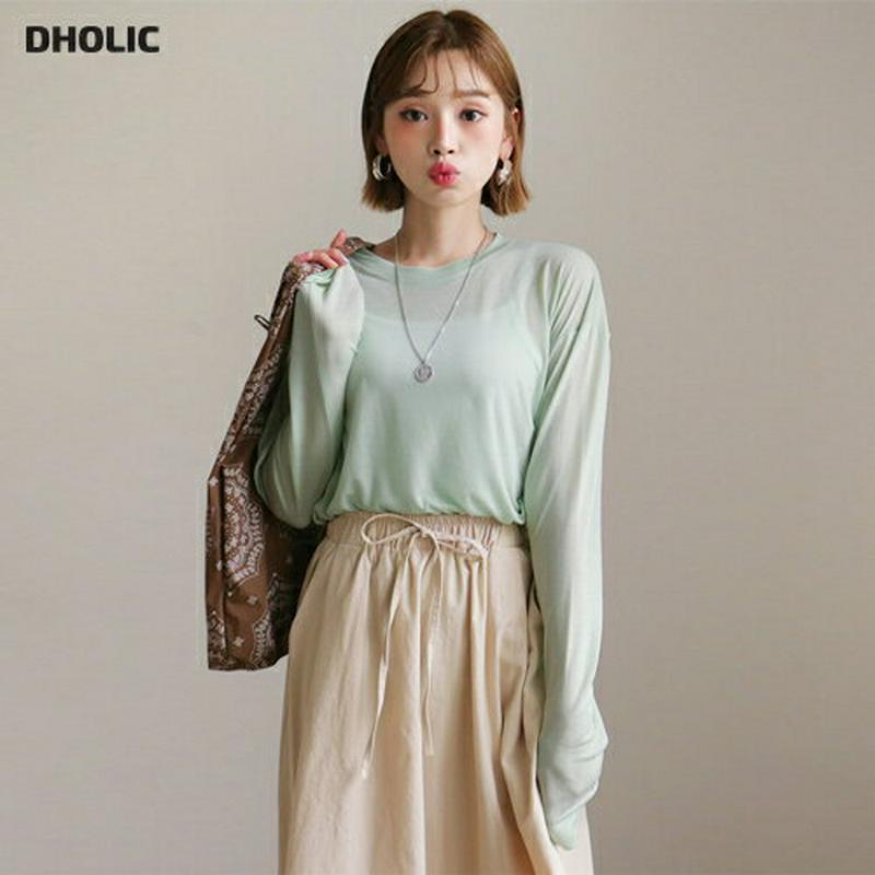 【新作10%OFF】ラウンドシアーTシャツ・全4色・t60366 レディース【tops】【韓国 ファッション トップス Tシャツ