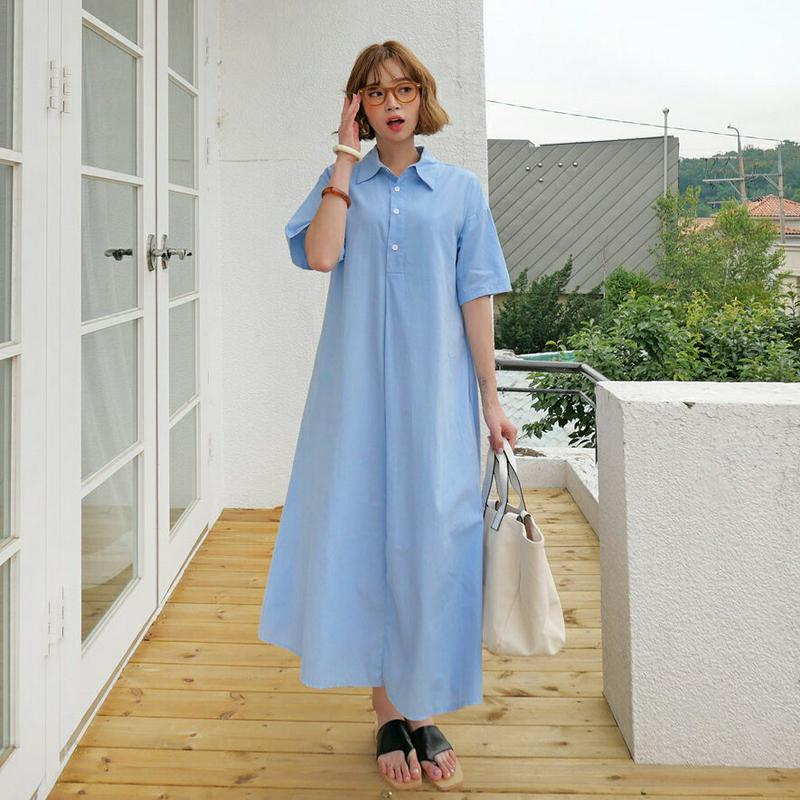 【新作10%OFF】ボタンシャツワンピース・全3色・b60381 レディース【ops】【韓国 ファッション ワンピース ロング 