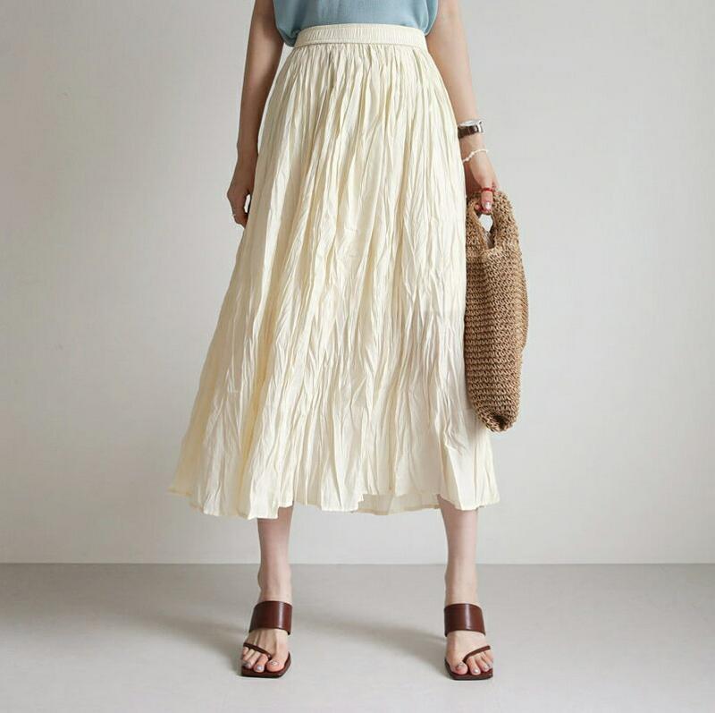 【新作10%OFF】リンクルフレアスカート・全2色・b63094 レディース【sk】【韓国 ファッション スカート ロング ロン