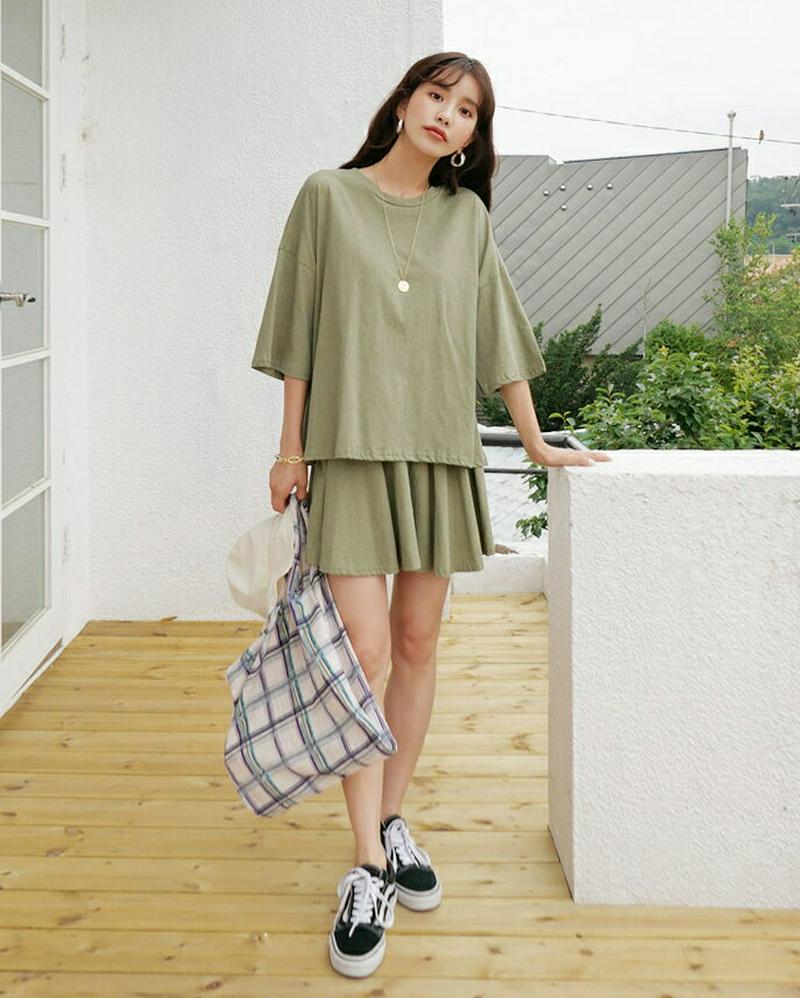 【新作10%OFF】ピグメントTシャツ&ショートパンツSET・全4色・t60382 レディース【pt】【韓国 ファッション セッ