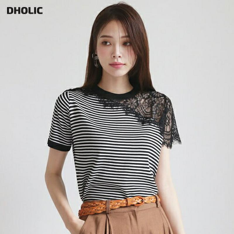 【新作10%OFF】ショルダーレース二ット・全2色・b63067 レディース【tops】【韓国 ファッション トップス Tシャツ