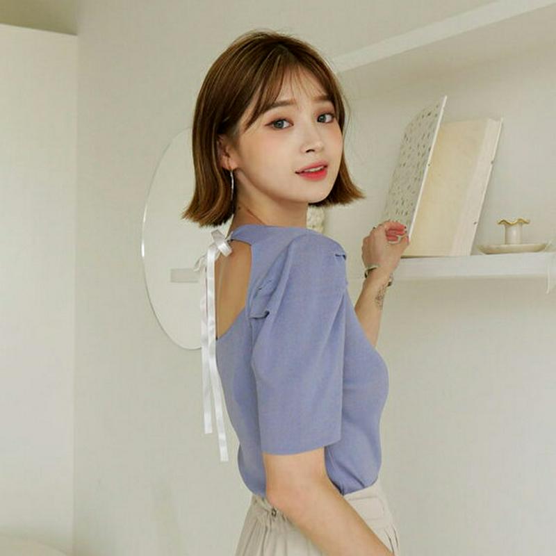 バックリボンパフニット・全4色・b60319 レディース【tops】【韓国 ファッション トップス ニット ニットトップス バッ