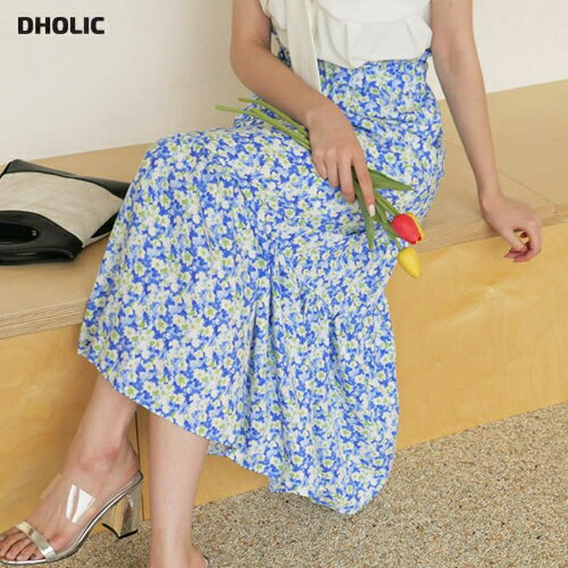 ギャザーフローラルスカート・全2色・t60339 レディース【sk】【韓国 ファッション ボトムス スカート ロング丈 ロングス