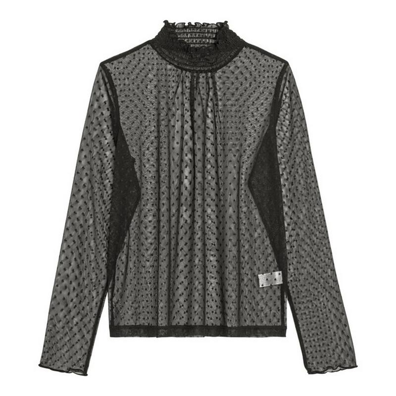 チュールドットハイネックT(長袖)YG+E