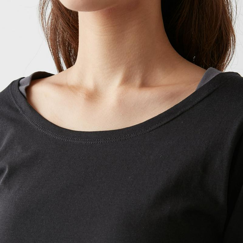 【９／２５販売終了】指穴袖くしゅくしゅ重ね着風ロングＴシャツ【杢グレー／３Ｌのみ】（manoamano／マノアマノ）