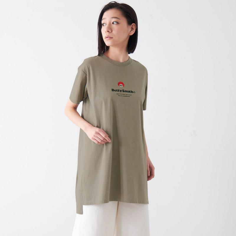 綿１００％チュニックプリントＴシャツ【Ｓ～６Ｌ】（ベティスミス／Betty Smith）