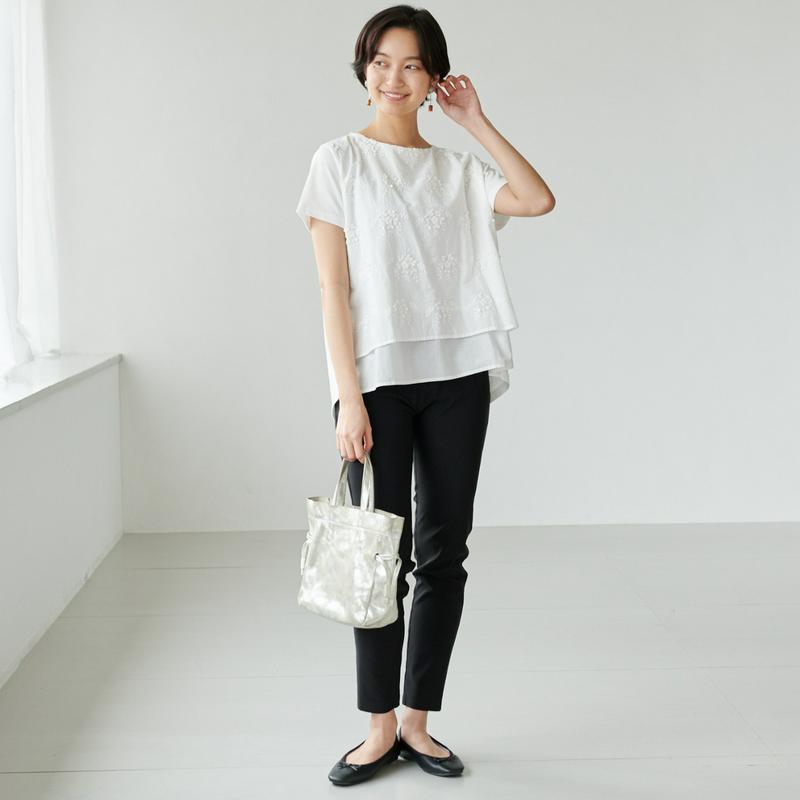 【ｎｏｊｅａｎ】前身刺繍布帛レイヤードＴシャツ【Ｍ～５Ｌ】（ノージーン/NO JEAN）