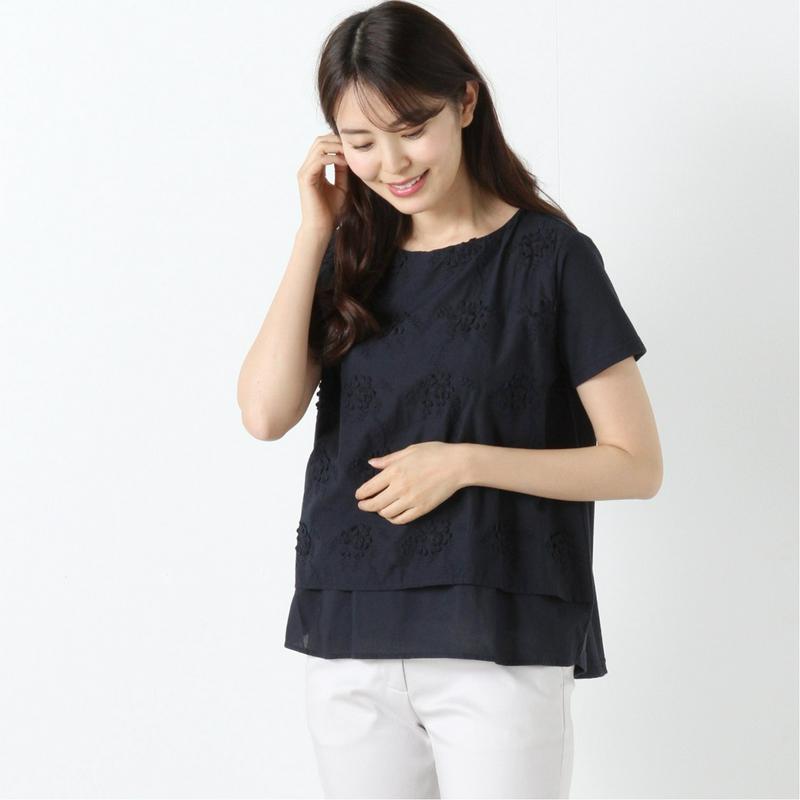 【ｎｏｊｅａｎ】前身刺繍布帛レイヤードＴシャツ【Ｍ～５Ｌ】（ノージーン/NO JEAN）