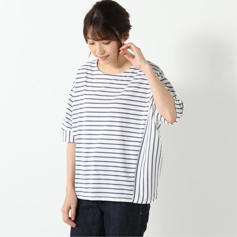 天竺ボーダー切替ドルマンＴシャツ【Ｍ～３Ｌ】