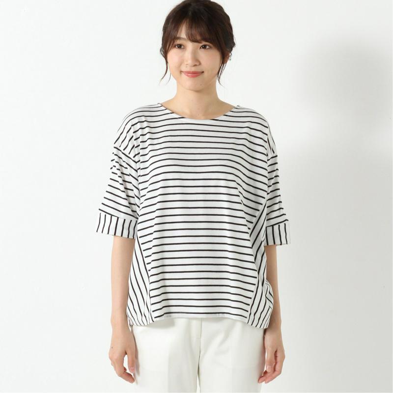 天竺ボーダー切替ドルマンＴシャツ【Ｍ～３Ｌ】
