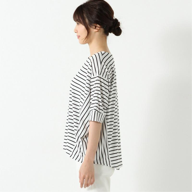 天竺ボーダー切替ドルマンＴシャツ【Ｍ～３Ｌ】