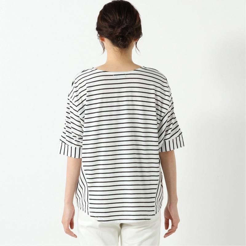 天竺ボーダー切替ドルマンＴシャツ【Ｍ～３Ｌ】