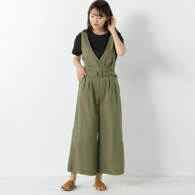 １枚でコーデ完成◎カシュクールオーバーオールアンサンブル【Ｍ～４Ｌ】（エスタコット/ESTACOT）