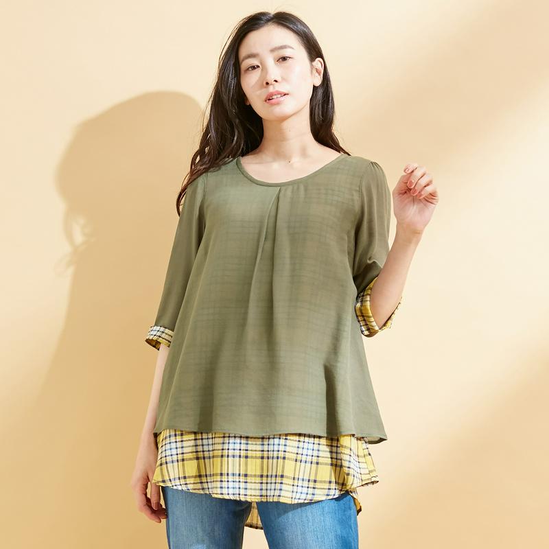 大人気商品！ナチュラルな素材感のレイヤードチュニック【Ｍ～６Ｌ】