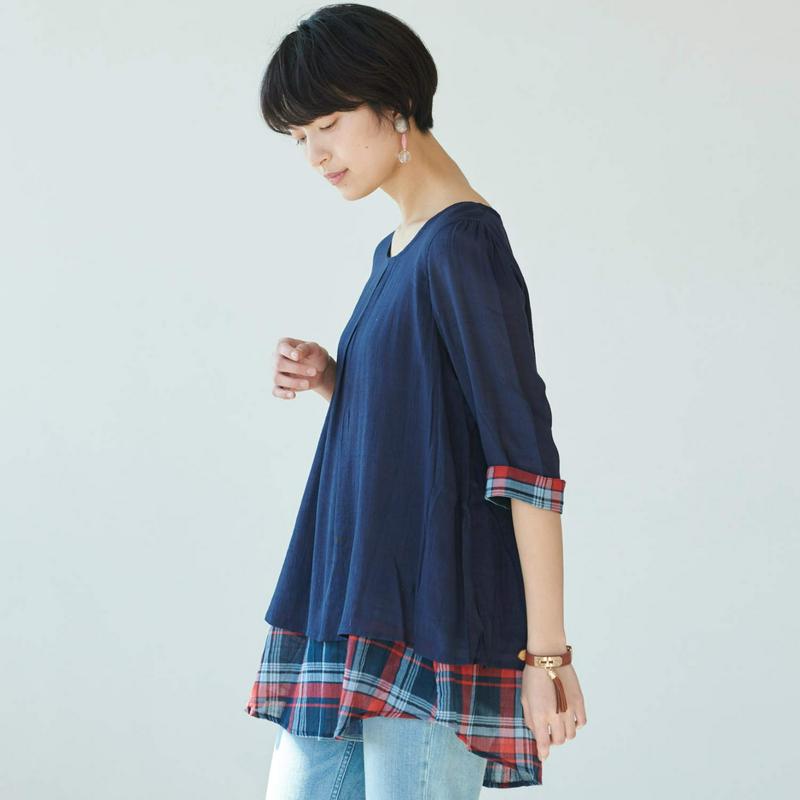 大人気商品！ナチュラルな素材感のレイヤードチュニック【Ｍ～６Ｌ】