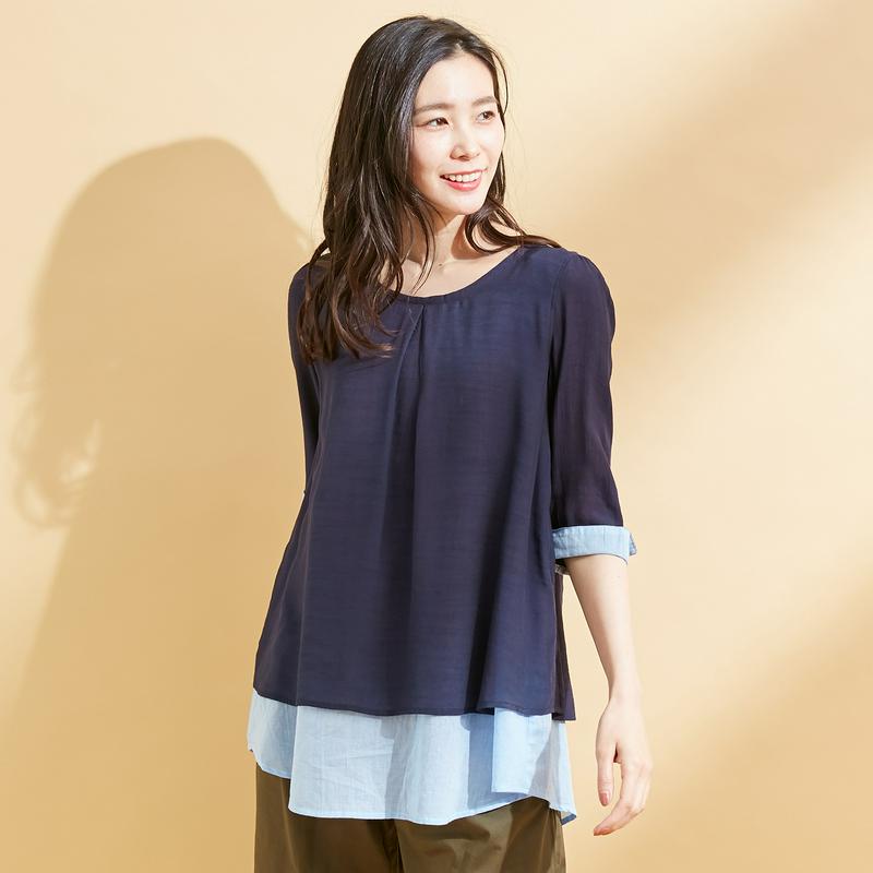 大人気商品！ナチュラルな素材感のレイヤードチュニック【Ｍ～６Ｌ】